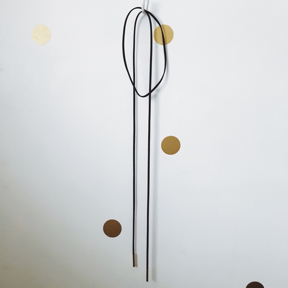 Black Choker Necklace with Gold Accents